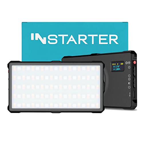 Instarter magnetische RGB LED Videoleuchte mit App-Steuerung I 10W als dimmbares Streaming-Licht & Handy-Licht I Bi-Color im Pocket-Format I Vlogging Light mit Kugelkopf & Diffusor I 96 Min. Akku von Instarter