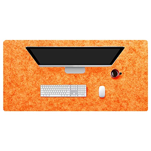 Insun Mousepad aus Filz 2mm Dick Schreibtisch Unterlage Filzunterlage Antirutsch Modern Schreibtisch Matte rutschfest Orange 100x45cm von Insun