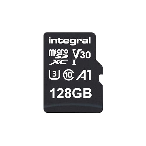 Integral 128GB Micro SD-Karte 4K Video Premium High Speed Speicherkarte SDXC Bis zu 100MB/s Lesegeschwindigkeit und 50MB/s Schreibgeschwindigkeit V30 C10 U3 UHS-I A1 von Integral