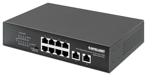 Intellinet 561402 Gigabit Ethernet Switch 8 Ports Poe+ mit 2 RJ45 Ports Gigabit Uplink von Intellinet