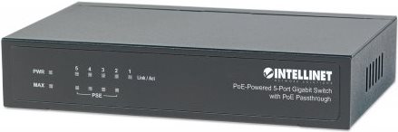 Intellinet PoE-Powered 5-Port Gigabit Switch with PoE Passthrough - Switch - 1 x 10/100/1000 + 4 x 10/100/1000 (PoE) - Desktop - PoE+ (68 W) von Intellinet