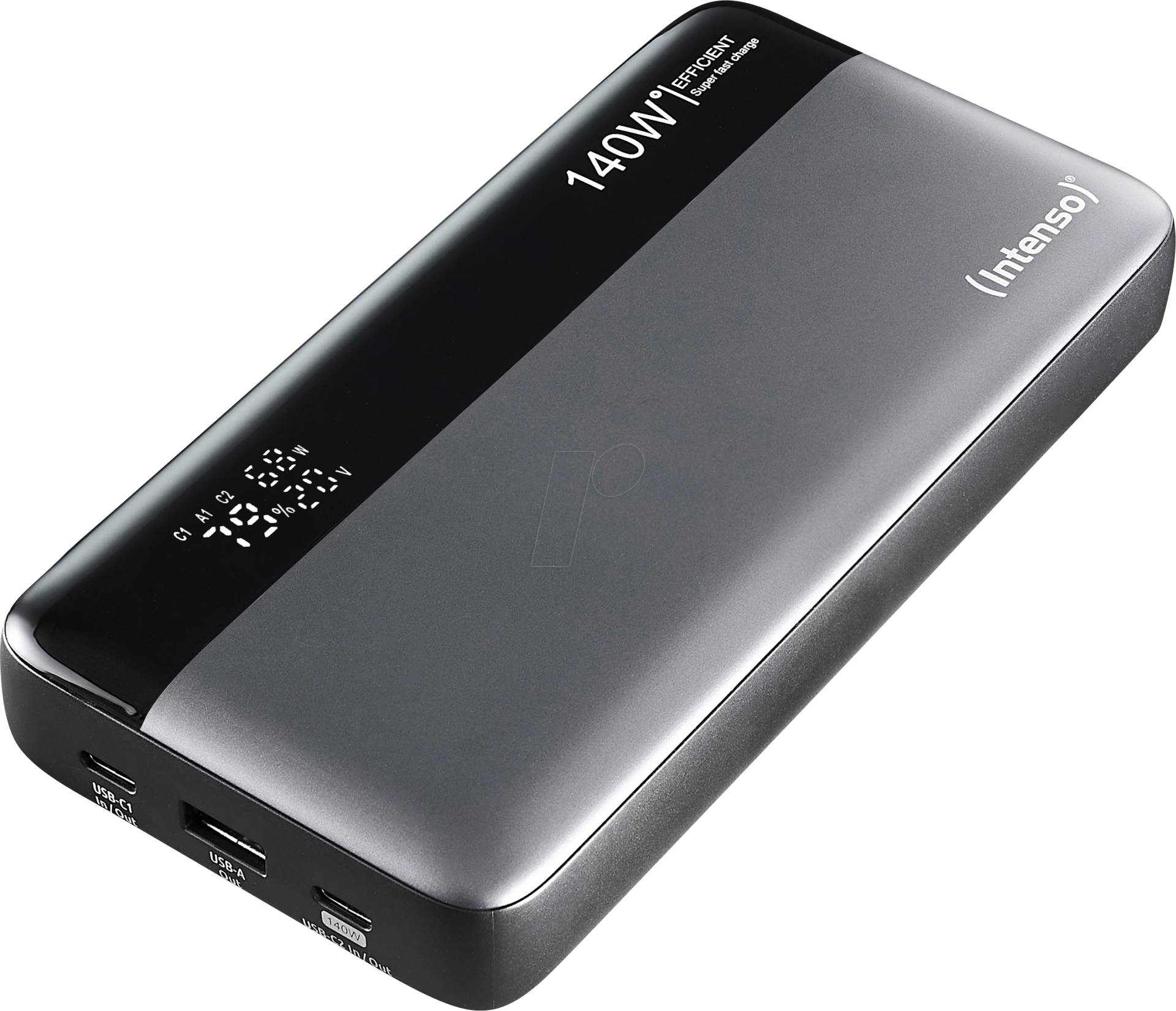 INTENSO 7350060 - Powerbank HE25000, Li-Po, 25000 mAh, 140 W PD, USB-A, USB-C, gra von Intenso