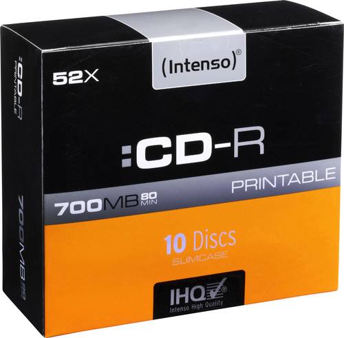 Intenso 1801622 CD-R 80 Rohling 700 MB 10 St. Slimcase Bedruckbar von Intenso