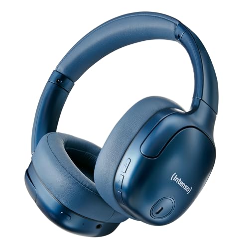 Intenso O400HA Over-Ear Kopfhörer - Hybrid Active Noise Cancelling, bis zu 75 Stunden Laufzeit und Bluetooth 5.3, mit Musikmodus, Transparency Modus und schneller Ladezeit, blau von Intenso