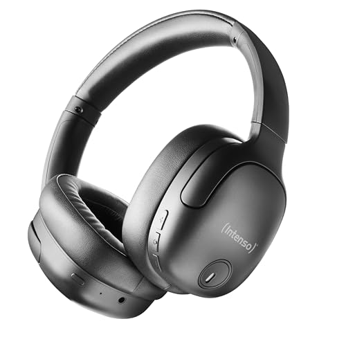 Intenso O400HA Over-Ear Kopfhörer - Hybrid Active Noise Cancelling, bis zu 75 Stunden Laufzeit und Bluetooth 5.3, mit Musikmodus, Transparency Modus und schneller Ladezeit, schwarz von Intenso