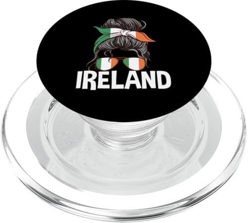 Irland Girl Messy Hair Bun Irish Women Pride PopSockets PopGrip für MagSafe von Ireland Flag Designs Proud Irish Roots