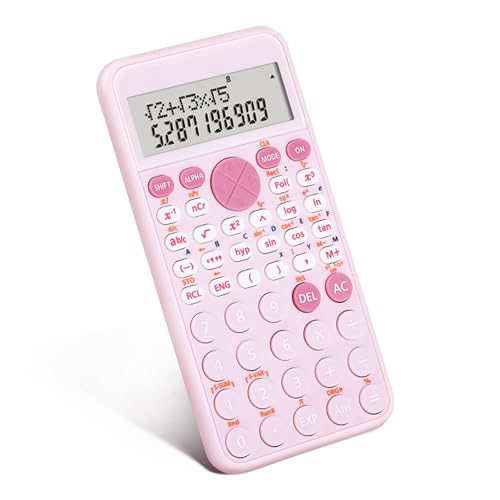 Calcolatrici scientifiche Simpatica calcolatrice da tavolo Con 240 funzioni Schermo LCD a 2 Righe Ideale per studenti Ufficio scolastico Portatile da trasportare - Rosa von Irfora