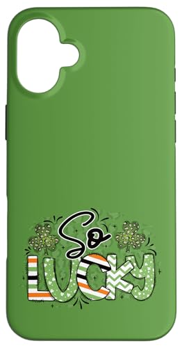 Festlicher Spaß St. Patrick's Day Hufeisen Kleeblatt So Lucky Hülle für iPhone 16 Plus von Irish AF Apparel.USA