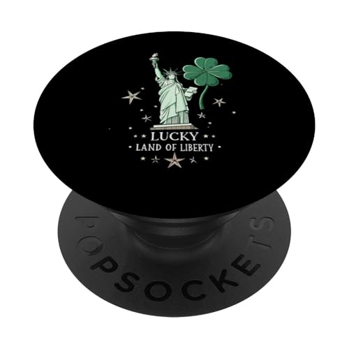 Irischer Amerikanischer St. Patrick's Day - Irische Freiheitsstatue PopSockets Klebender PopGrip von Irish American Shamrock St Patricks Paddy Day