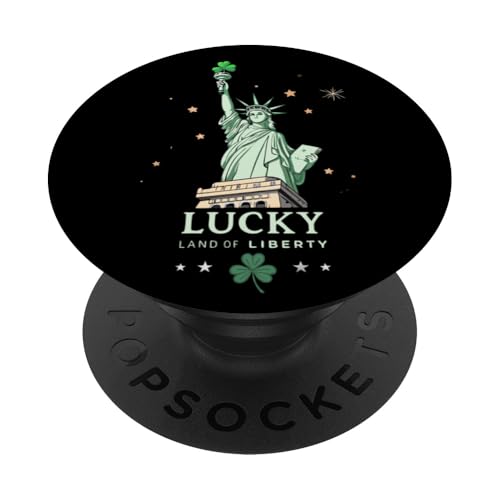 US Freiheitsstatue Kleeblätter – Irisch-Amerikanisch PopSockets Klebender PopGrip von Irish American Shamrock St Patricks Paddy Day