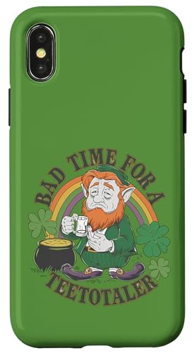 Hülle für iPhone X/XS Bad Time for Teetotaler: Funny St Patrick’s Day Leprechaun von Irish Humor