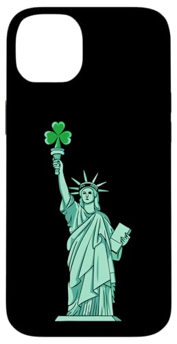 Hülle für iPhone 14 Plus Kleeblatt Taschenlampe Liberty - NYC St. Patrick's Day von Irish Luck in New York – Statue of Liberty