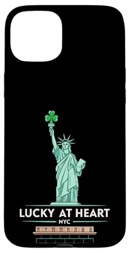 Hülle für iPhone 15 Plus NYC St. Patrick's Day Spirit - Lucky at Heart von Irish Luck in New York – Statue of Liberty