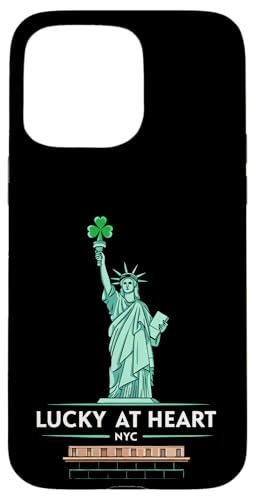 Hülle für iPhone 15 Pro Max NYC St. Patrick's Day Spirit - Lucky at Heart von Irish Luck in New York – Statue of Liberty