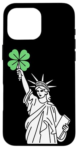 Hülle für iPhone 16 Pro Max Freiheitsstatue mit Kleeblattfackel - St. Paddy's Day von Irish Luck in New York – Statue of Liberty