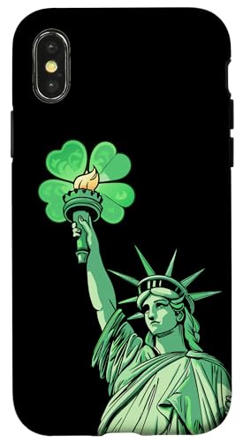 Hülle für iPhone X/XS Irish Luck Meets NYC Icon - Freiheitsstatue Kleeblatt von Irish Luck in New York – Statue of Liberty