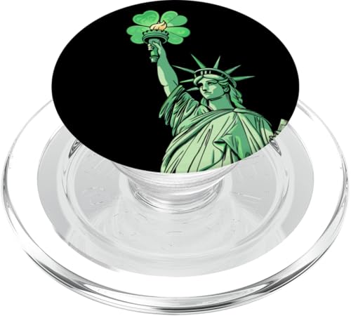 Irish Luck Meets NYC Icon - Freiheitsstatue Kleeblatt PopSockets PopGrip für MagSafe von Irish Luck in New York – Statue of Liberty