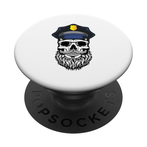 Bearded Skull Cop Law Enforcement Police Tribute Gift PopSockets Klebender PopGrip von Iron Kor