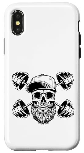 Bearded Skull Gym Logo Fitness Dumbbell Workout Hülle für iPhone X/XS von Iron Kor