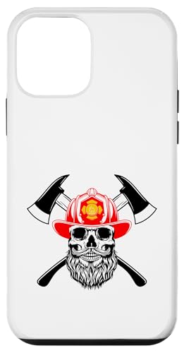 Firefighter Skull Sticker Bearded Hero with Axes Vinyl Decal Hülle für iPhone 12 mini von Iron Kor