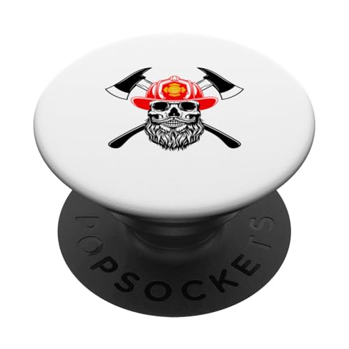 Firefighter Skull Sticker Bearded Hero with Axes Vinyl Decal PopSockets Klebender PopGrip von Iron Kor