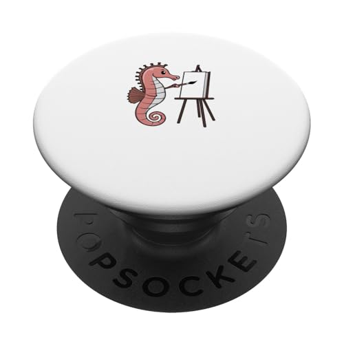 Lustige Seepferdchen-Malerei Kreativer Künstler PopSockets Klebender PopGrip von Ironischer Oktopus Meerestier Ozean Fisch