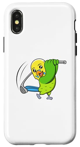 Hülle für iPhone X/XS Budgie Golf Player Lustige Vögel spielen Golf von Ironischer Wellensittich Niedliche Vogel Zitate &