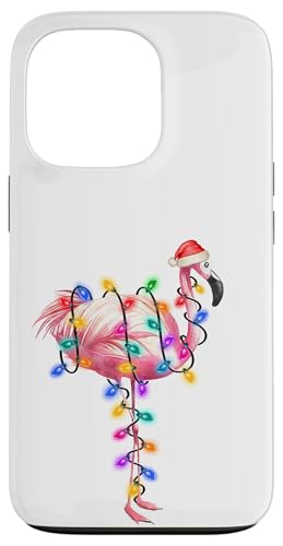 Hülle für iPhone 13 Pro Christmas Flamingo - Lustige Weihnachtsbeleuchtung Weihnachtsmannmütze Elfe von Irreverent Tees