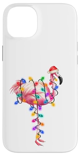 Hülle für iPhone 14 Plus Christmas Flamingo - Lustige Weihnachtsbeleuchtung Weihnachtsmannmütze Elfe von Irreverent Tees