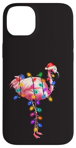 Hülle für iPhone 14 Plus Christmas Flamingo - Lustige Weihnachtsbeleuchtung Weihnachtsmannmütze Elfe von Irreverent Tees