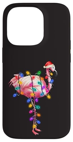 Hülle für iPhone 14 Pro Christmas Flamingo - Lustige Weihnachtsbeleuchtung Weihnachtsmannmütze Elfe von Irreverent Tees