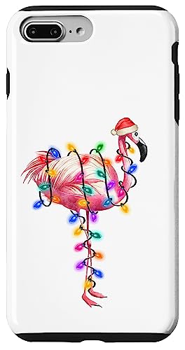 Hülle für iPhone 7 Plus/8 Plus Christmas Flamingo - Lustige Weihnachtsbeleuchtung Weihnachtsmannmütze Elfe von Irreverent Tees