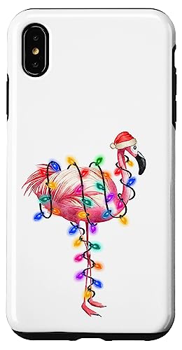 Hülle für iPhone XS Max Christmas Flamingo - Lustige Weihnachtsbeleuchtung Weihnachtsmannmütze Elfe von Irreverent Tees