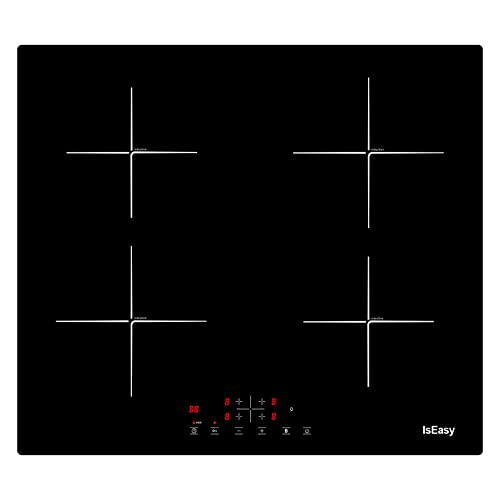 IsEasy Induktionskochfeld 4 Kochfelder, Induktionskochfeld, 4 Kochfelder, Einbauherd, 6800 W, 4 Booster, Timer, Kindersicherung, Touch-Steuerung, 59 cm von IsEasy