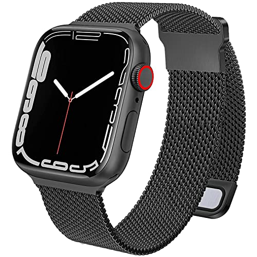 Issinlky Metall armband kompatibel mit Apple Watch 42 mm 44 mm 45 mm 49 mm, Milanese Magnet Edelstahlgewebe armband für iWatch Series 8 7 6 5 4 3 2 1 SE von Issinlky