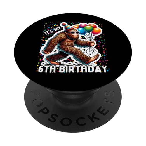 Es ist mein 6. Geburtstag, Bigfoot Sasquatch Party, Feier PopSockets Klebender PopGrip von It's My Birthday Bigfoot Lover Sasquatch Fan Wear