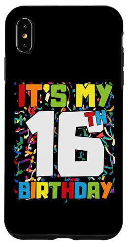 Hülle für iPhone XS Max It's My 16th Birthday Shirt für Herren, Damen, Teenager, Kinder, Konfetti von It's My Birthday Funny Bday Birthday Party Wear