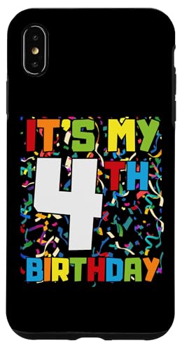 Hülle für iPhone XS Max It's My 4th Birthday T-Shirt für Herren, Damen, Teenager, Kinder, Konfetti von It's My Birthday Funny Bday Birthday Party Wear