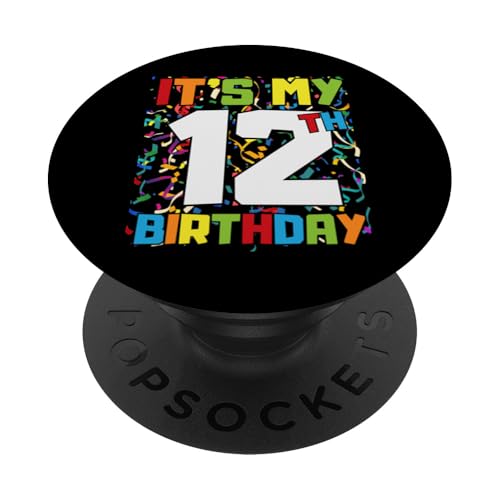 It's My 12th Birthday Shirt für Herren, Damen, Teenager, Kinder, Konfetti PopSockets Klebender PopGrip von It's My Birthday Funny Bday Birthday Party Wear