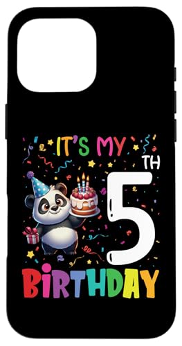 Hülle für iPhone 16 Pro Max Es ist mein 5. Geburtstag, Panda, 5 Jahre, Jungen, Mädchen, Kinder von It's My Birthday Kids Style