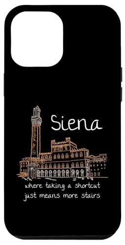 Hülle für iPhone 12 Pro Max Lustiges Siena Italien Souvenir handgezeichnetes Kunstgeschenk von Italy Souvenir Gift