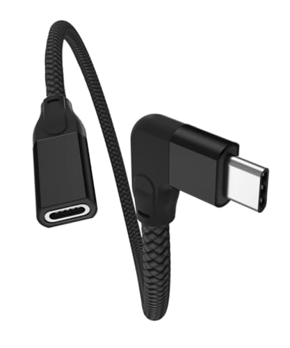 Itramax Winkel USB C Verlängerungskabel 0.2M Kurz,90 Grad Typ C 3.1 Gen2 10Gbps Buchse auf Stecker Adapter,Thunderbolt 3 Extension Kabel für MacBook Pro 2022 M2,Microsoft Surface Go,Dell XPS,Schwarz von Itramax