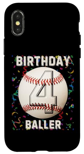 Hülle für iPhone X/XS Es ist mein 4. Geburtstag, Baseball, 4 Jahre, Junge, Mädchen von Its My Birthday Baseball Lover Birthday Shirt Idea