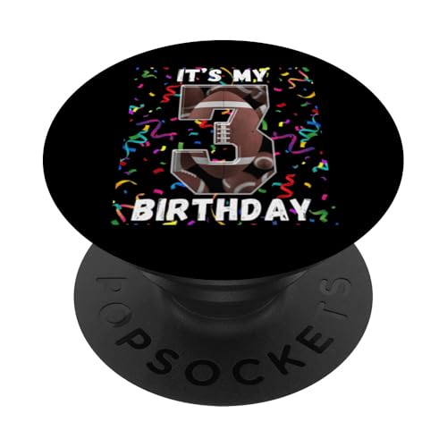 Es ist mein 3. Geburtstag, Fußball, 3-jähriger Junge, Mädchen PopSockets Klebender PopGrip von Its My Birthday Football Lover Birthday Shirt Idea