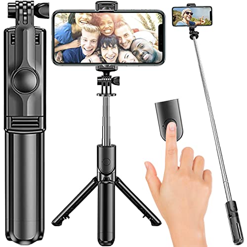 Bluetooth Selfie Stick Stativ 2 in1 Erweiterbar Selfiestick Selfie Stange mit Kabelloser Fernbedienung 360° Drehbar Kompatibel mit iPhone Android für Reisen Vlog 21234 von Izoxis