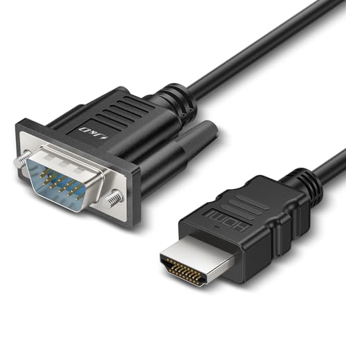 J&D HDMI auf VGA Kabel, Unidirektionaler Stecker-zu-Stecker Adapter, Unterstützt 1080p Auflösung, Kompatibel mit Computern, Laptops, Desktops, HDTVs, Langlebige Kupferleiter, Schwarz, 2 m von J&D