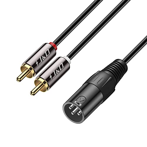 J&D XLR auf Dual-Cinch Y Splitter Patch Kabel, PVC Geschält Unbalanced 2x RCA Männlich zu XLR Männlich Stereo Audio Verbinden Adapterkabel für Lautsprecher Kondensatormikrofon AMP, 0,9 Meter von J&D