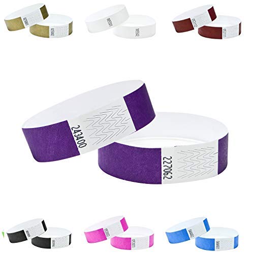 J&R Wristbands Tyvek-Armbänder, papierähnliche Armbänder für Veranstaltungen, Nachtclubs, Wasserparks usw., 3/4 Zoll, 100 Stück (lila) von J&R Wristbands