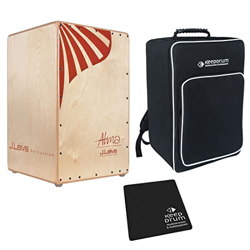 J.Leiva Percussion Alma Red Cajon + KEEEPDRUM Tasche + Sitz-Pad von J.Leiva