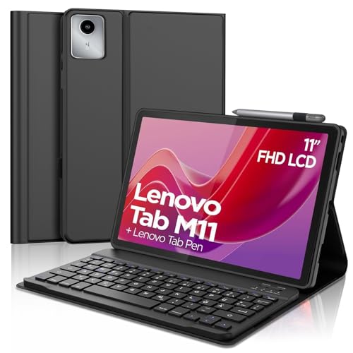 JADEMALL Leno Tab M11 2024 Tablet Tastatur Hülle - Magnetische Tastatur, QWERTZ Deutsches Layout Tastatur für Leno Tab M11 11 Zoll (TB330XU/TB330FU),Bluetooth Tastaturen mit Stifthalter von JADEMALL